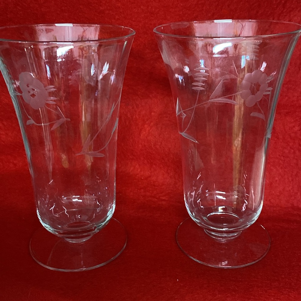 - Vintage Etched Ribbed Depression Wine Iced Tea Glasses Set Of 2